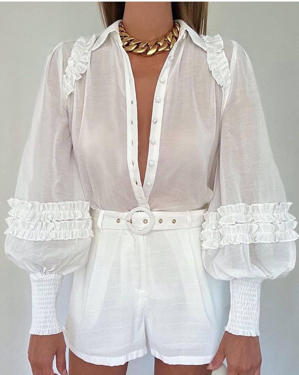 Stylish Satin Sheer Blouse