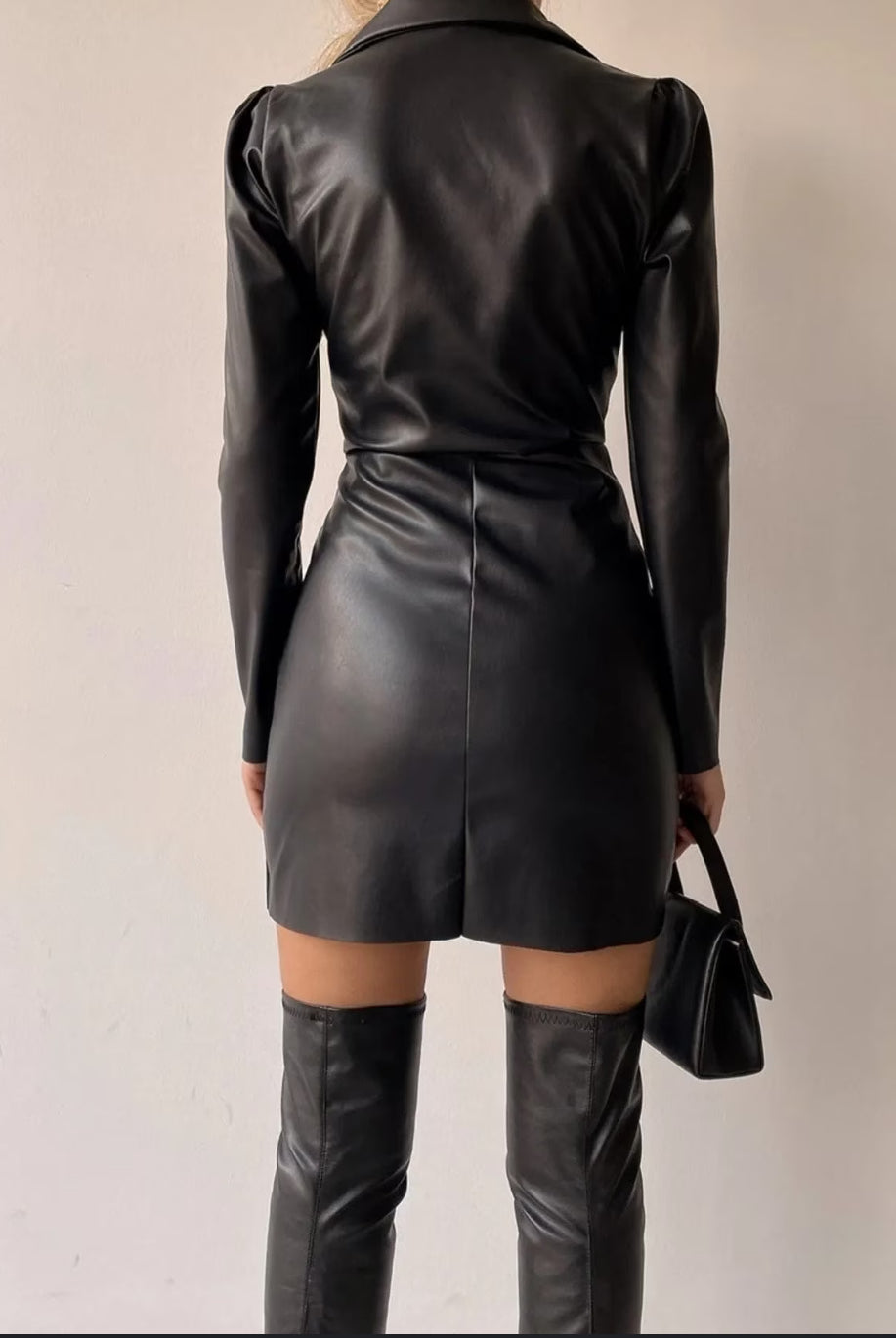 Faux leather dress