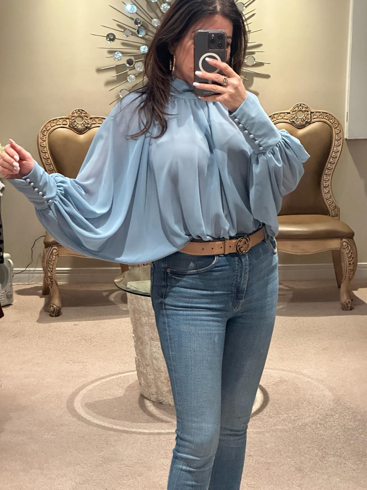 Blue sheer blouse