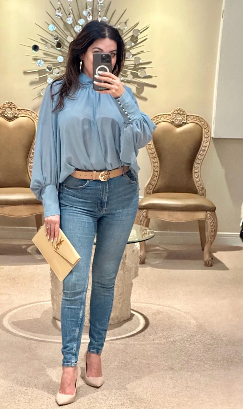 Blue sheer blouse