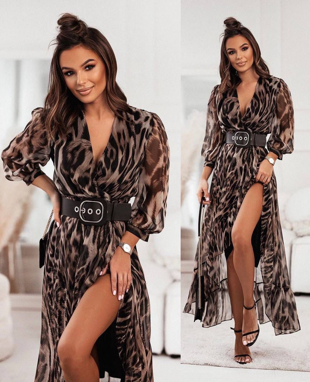 Animal Print Long Sheer Summer Dress